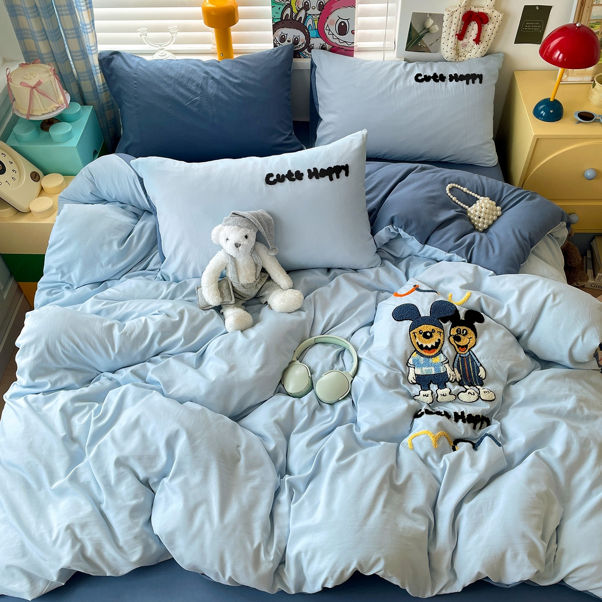 91家纺网 家纺一手货源 找家纺 凯洛奇 2025新款软糯1水洗棉毛巾绣卡通四件套（提供买家秀） 杰利