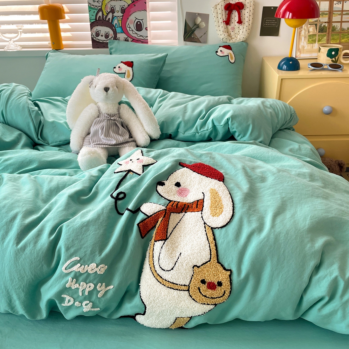 91家纺网 家纺一手货源 找家纺 （总）凯洛奇 2025新款软糯1水洗棉毛巾绣卡通四件套（提供买家秀）