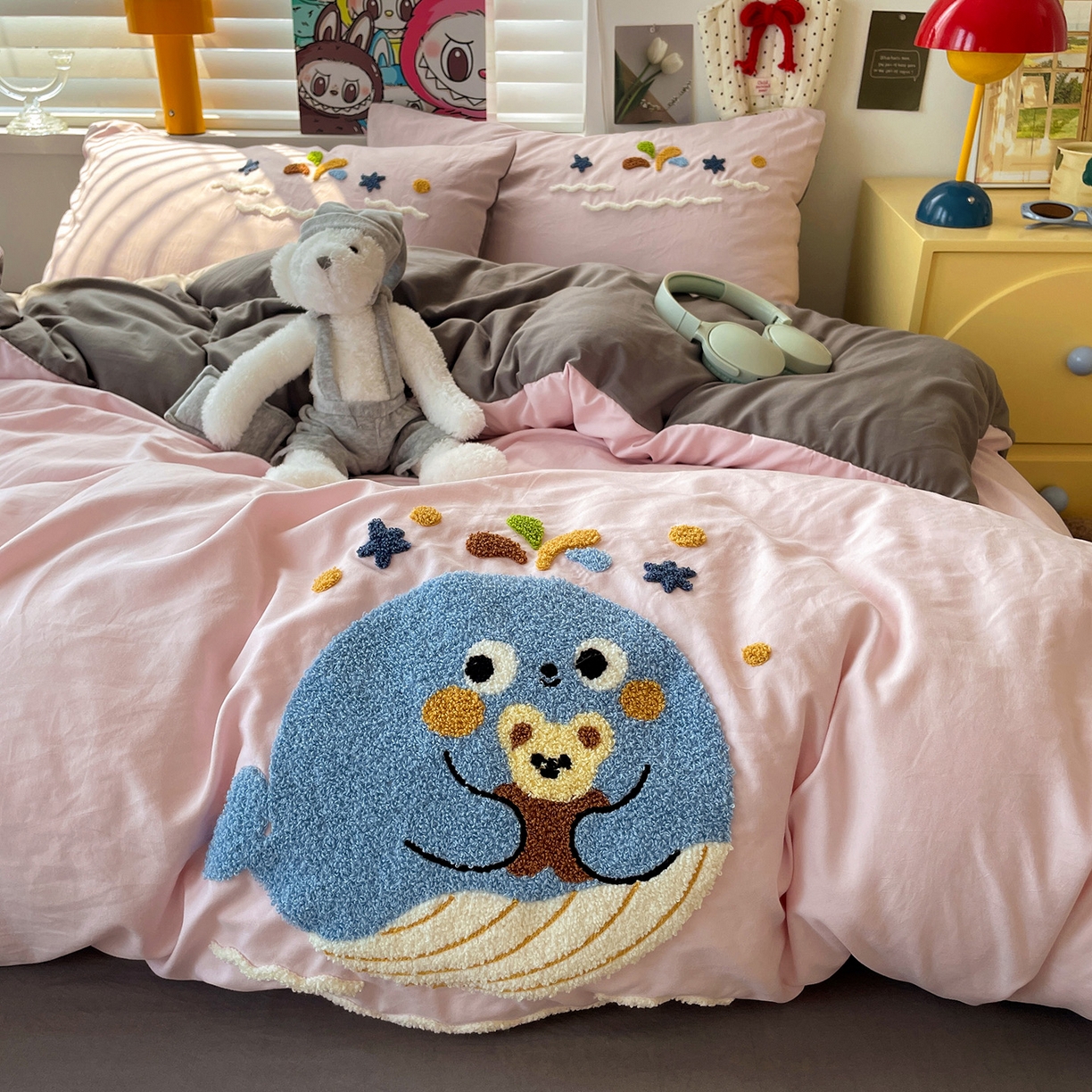 91家纺网 家纺一手货源 找家纺 （总）凯洛奇 2025新款软糯1水洗棉毛巾绣卡通四件套（提供买家秀）