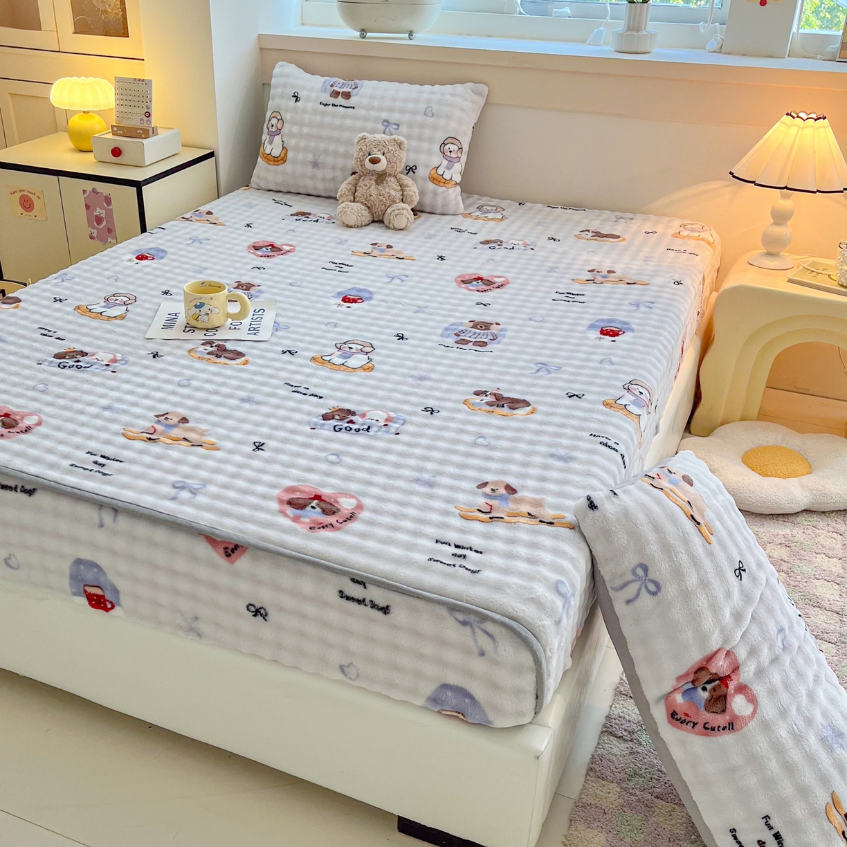 91家纺网 家纺一手货源 找家纺 慕梵家居 2025新款泡泡绒枕套泡泡兔绒床罩枕套外贸可以定做尺寸单品枕套枕套单件 音乐派对