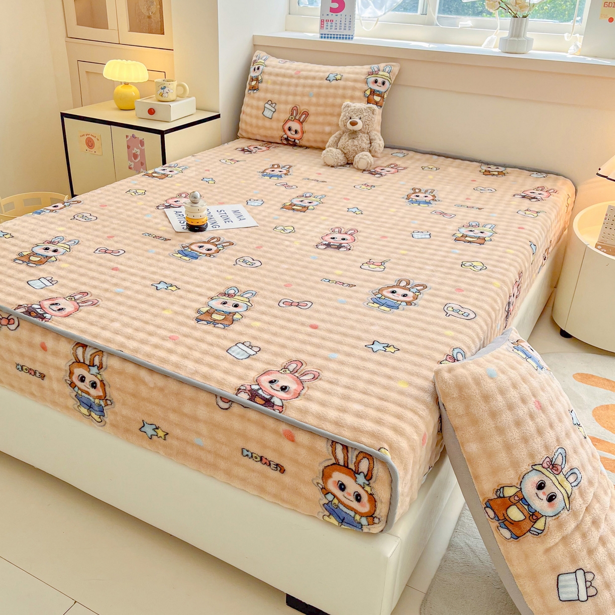 91家纺网 家纺一手货源 找家纺 慕梵家居 2025新款泡泡绒枕套泡泡兔绒床罩枕套外贸可以定做尺寸单品枕套枕套单件 潮玩布布-咖