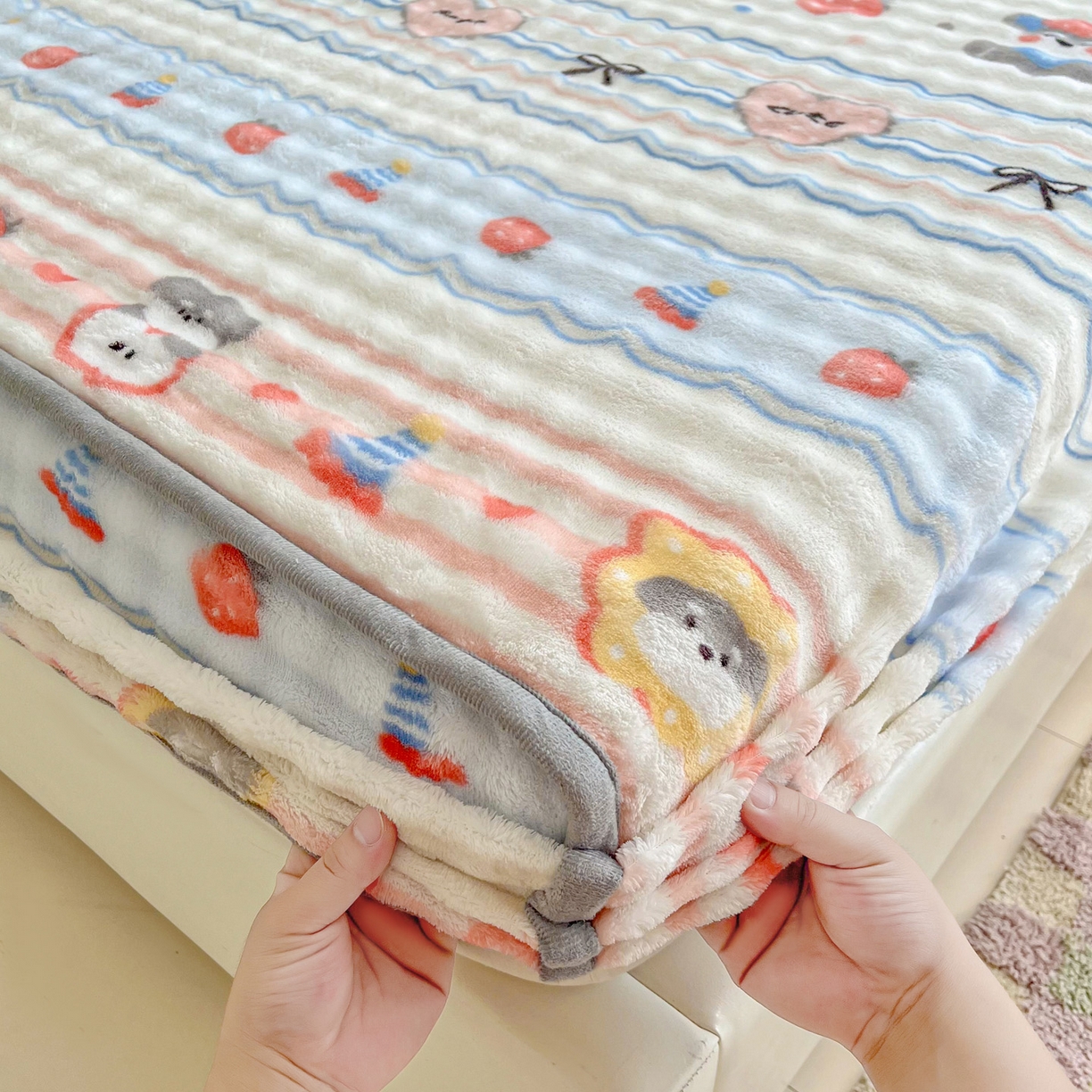 91家纺网 家纺一手货源 找家纺 慕梵家居 2025新款泡泡绒枕套泡泡兔绒床罩枕套外贸可以定做尺寸单品枕套枕套单件 甜心派对