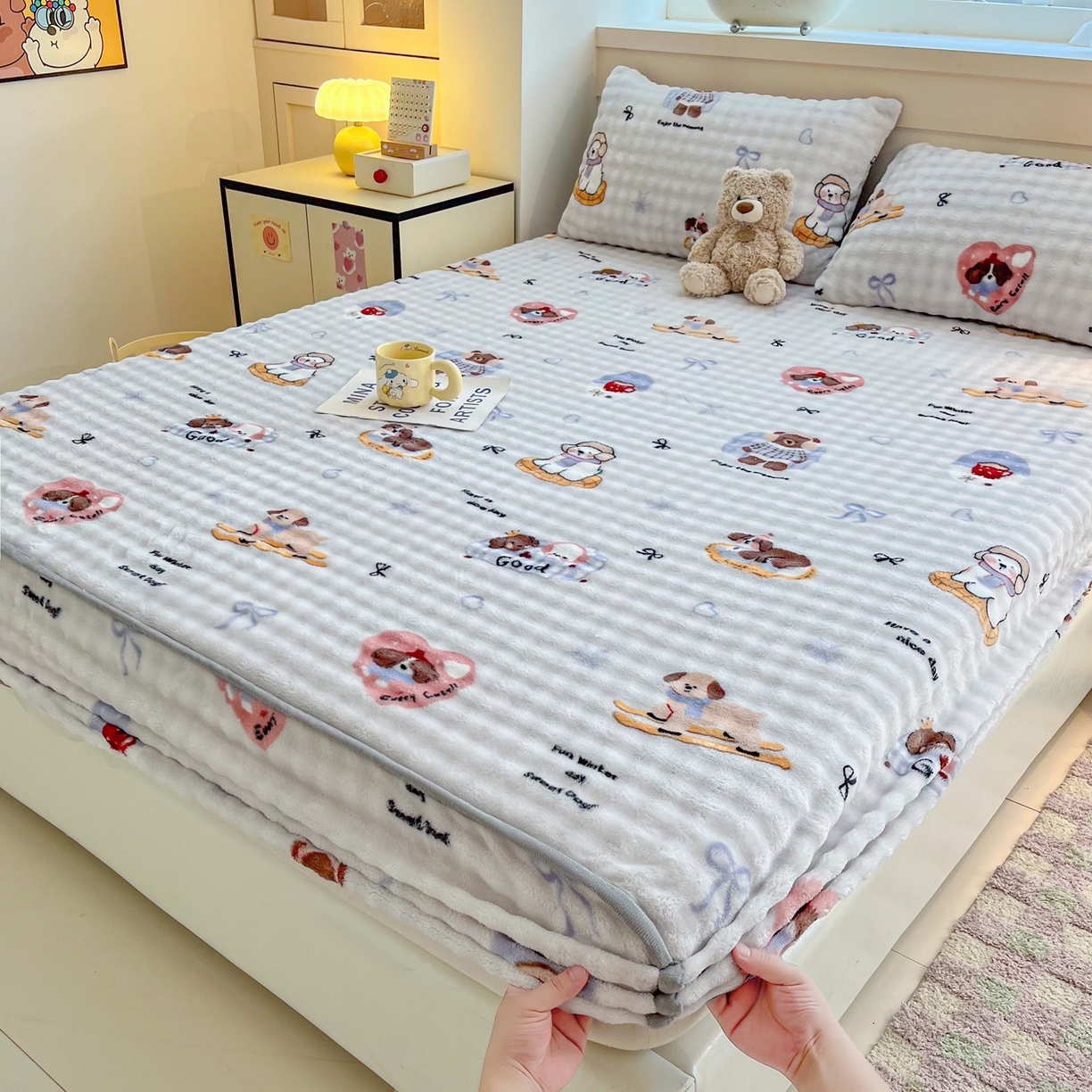 91家纺网 家纺一手货源 找家纺 慕梵家居 2025新款泡泡绒枕套泡泡兔绒床罩枕套外贸可以定做尺寸单品枕套枕套单件 音乐派对