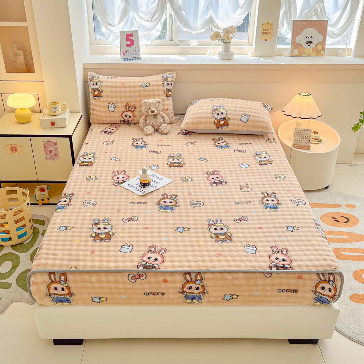 91家纺网 家纺一手货源 找家纺 慕梵家居 2025新款泡泡绒枕套泡泡兔绒床罩枕套外贸可以定做尺寸单品枕套枕套单件 潮玩布布-咖