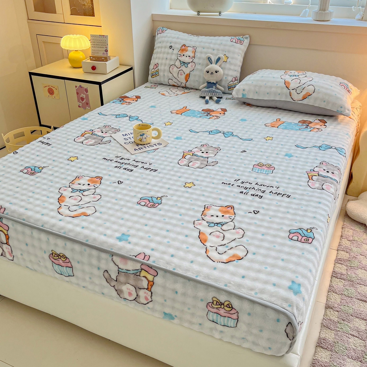 91家纺网 家纺一手货源 找家纺 慕梵家居 2025新款泡泡绒枕套泡泡兔绒床罩枕套外贸可以定做尺寸单品枕套枕套单件 奶瓶萌犬