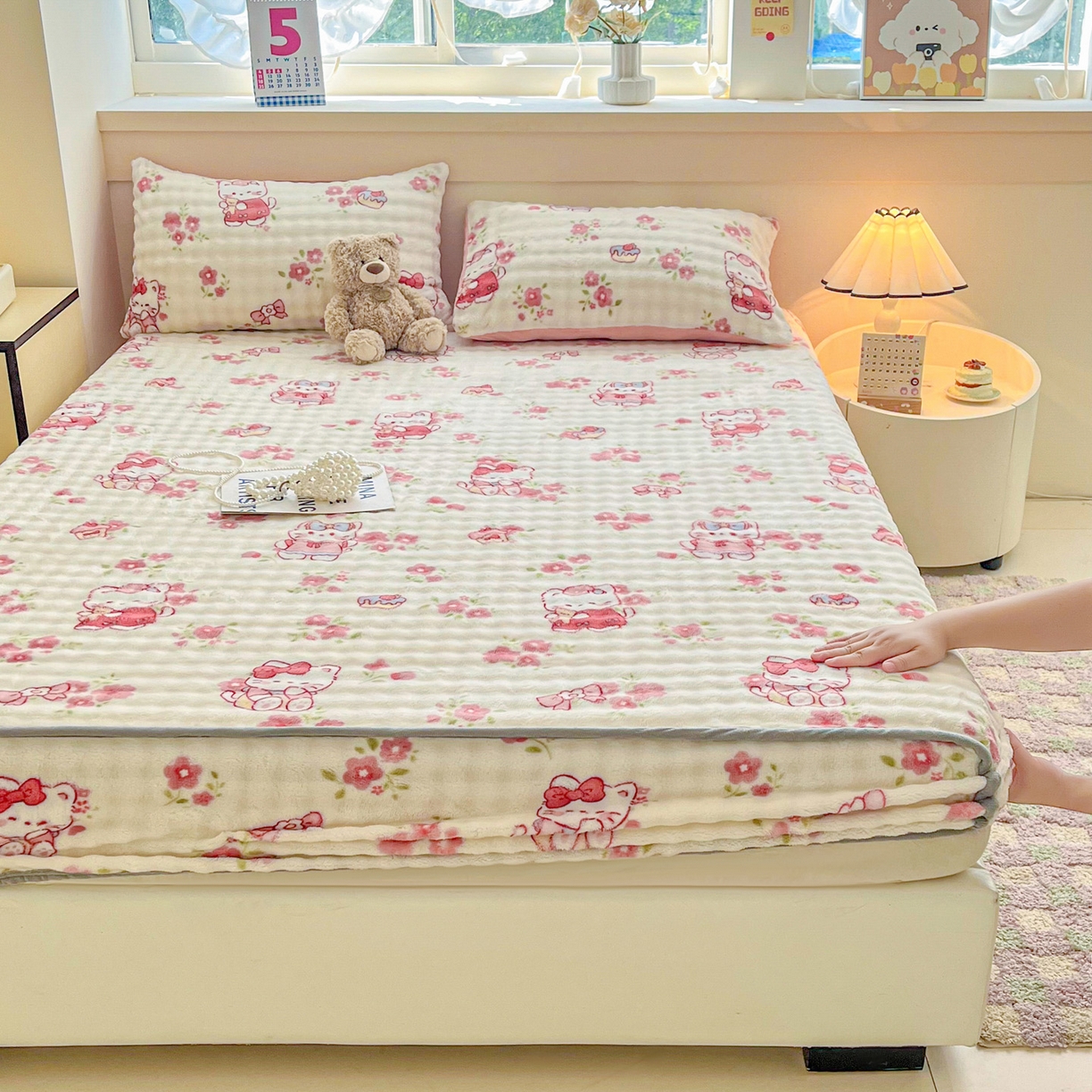 91家纺网 家纺一手货源 找家纺 慕梵家居 2025新款泡泡绒枕套泡泡兔绒床罩枕套外贸可以定做尺寸单品枕套枕套单件 凯特猫