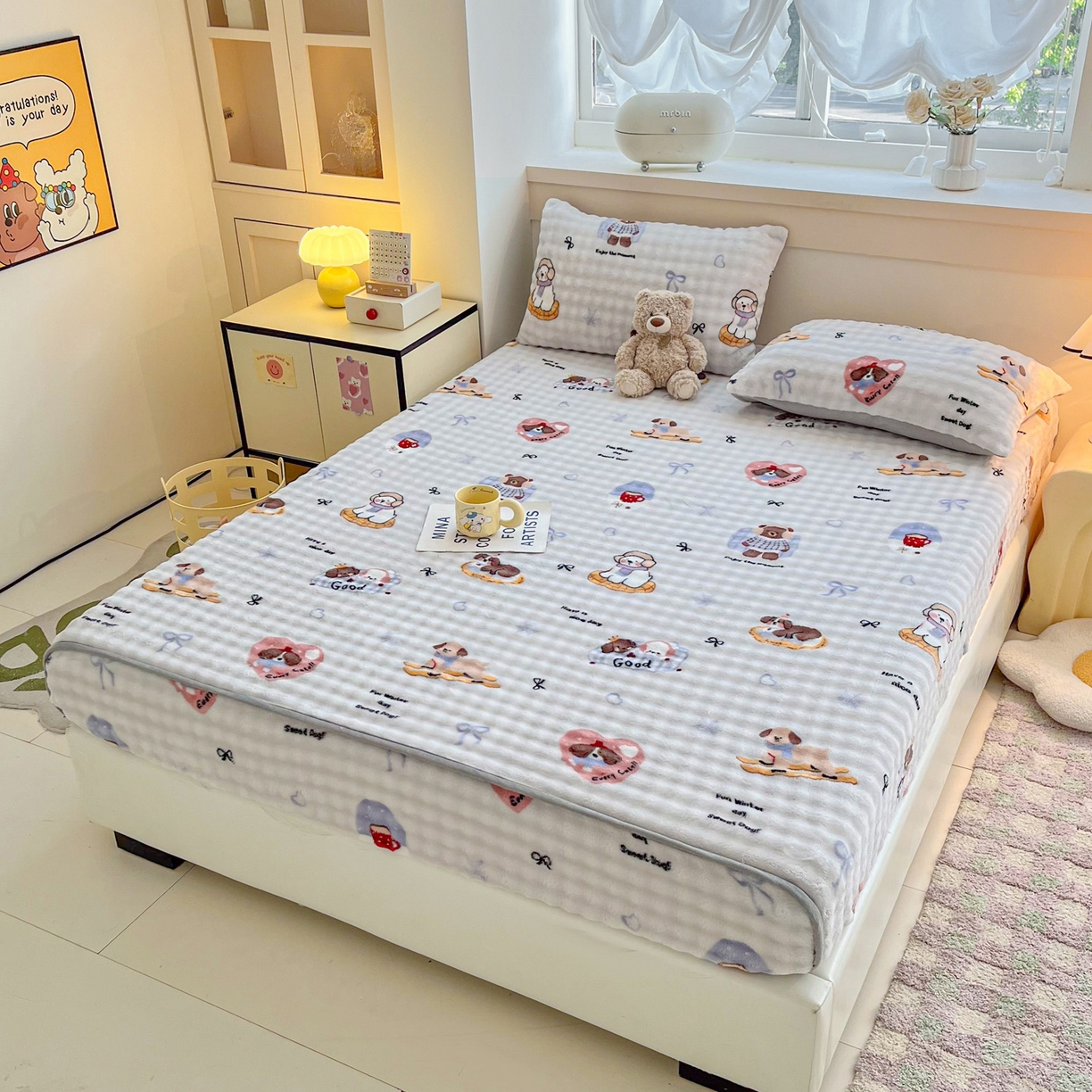 91家纺网 家纺一手货源 找家纺 慕梵家居 2025新款泡泡绒枕套泡泡兔绒床罩枕套外贸可以定做尺寸单品枕套枕套单件 音乐派对