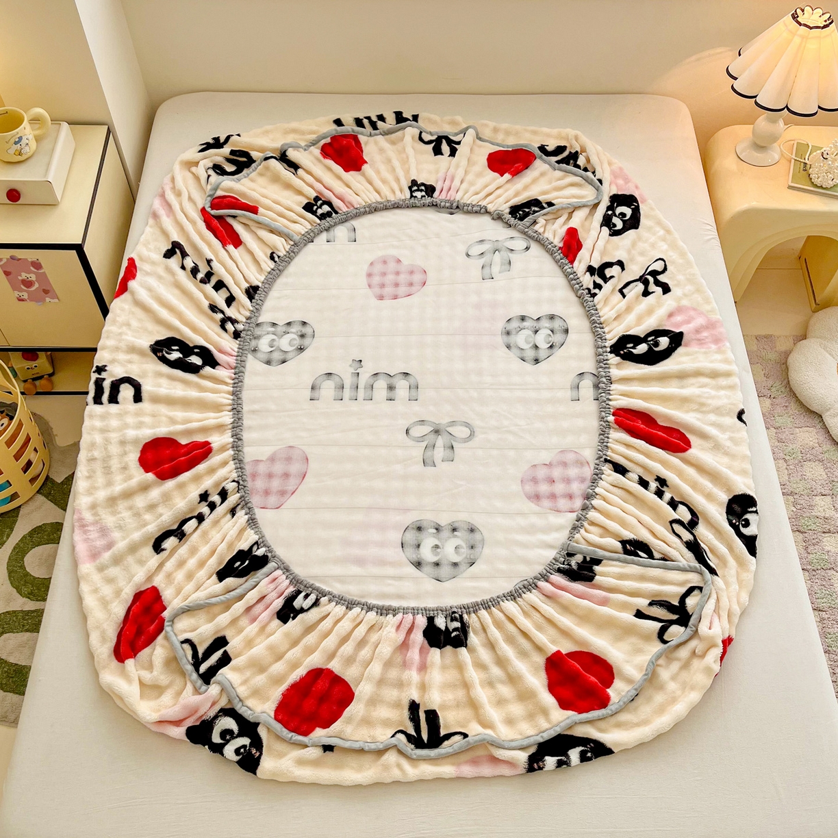 91家纺网 家纺一手货源 找家纺 慕梵家居 2025新款泡泡绒枕套泡泡兔绒床罩枕套外贸可以定做尺寸单品枕套枕套单件 迷你爱心