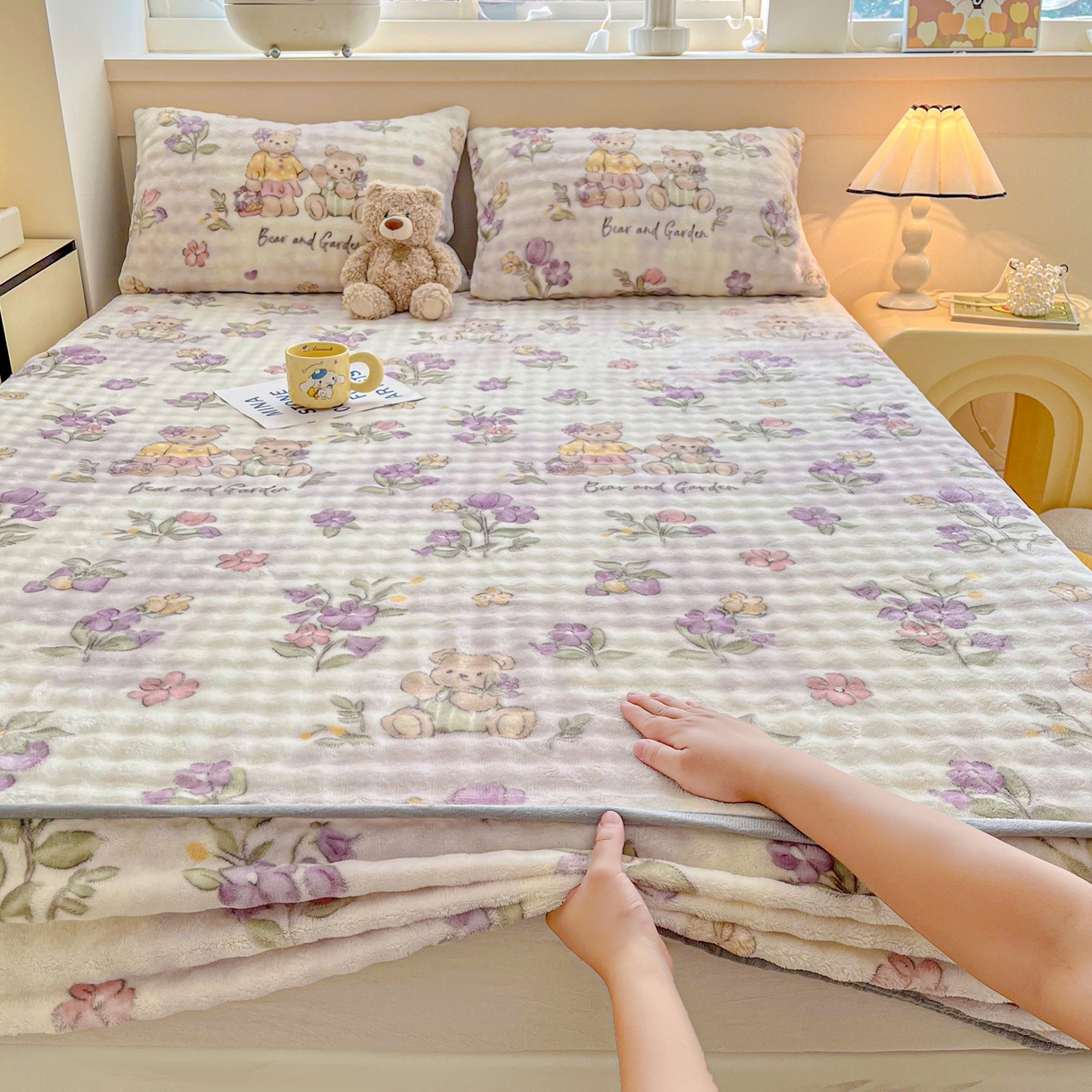 91家纺网 家纺一手货源 找家纺 慕梵家居 2025新款泡泡绒枕套泡泡兔绒床罩枕套外贸可以定做尺寸单品枕套枕套单件 小熊乐园