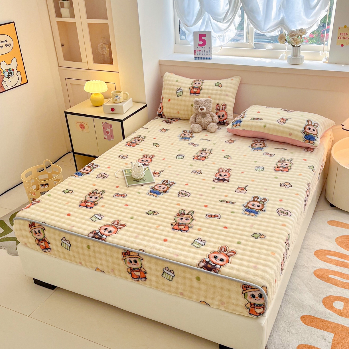 91家纺网 家纺一手货源 找家纺 慕梵家居 2025新款泡泡绒枕套泡泡兔绒床罩枕套外贸可以定做尺寸单品枕套枕套单件 潮玩布布-米