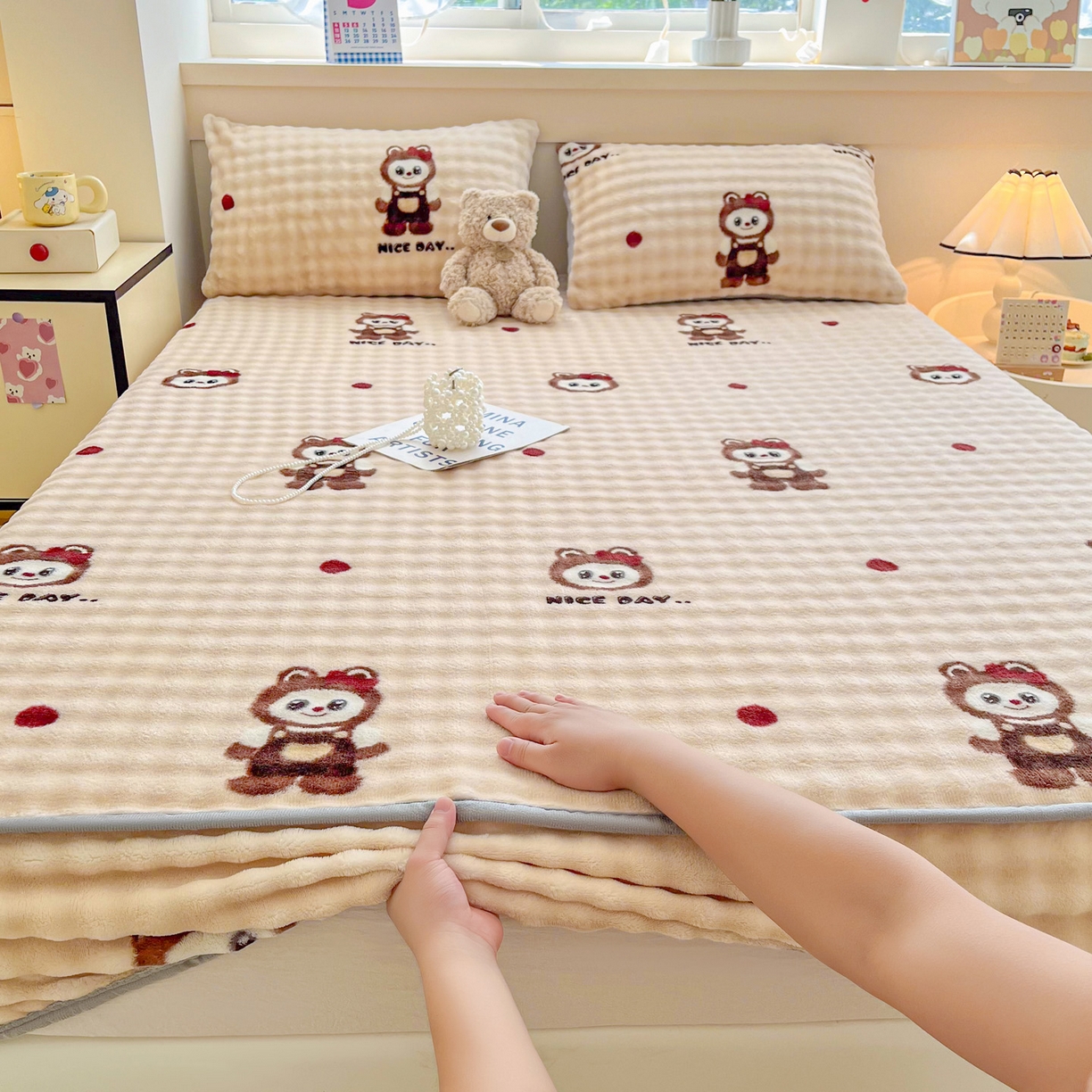 91家纺网 家纺一手货源 找家纺 慕梵家居 2025新款泡泡绒枕套泡泡兔绒床罩枕套外贸可以定做尺寸单品枕套枕套单件 小精灵