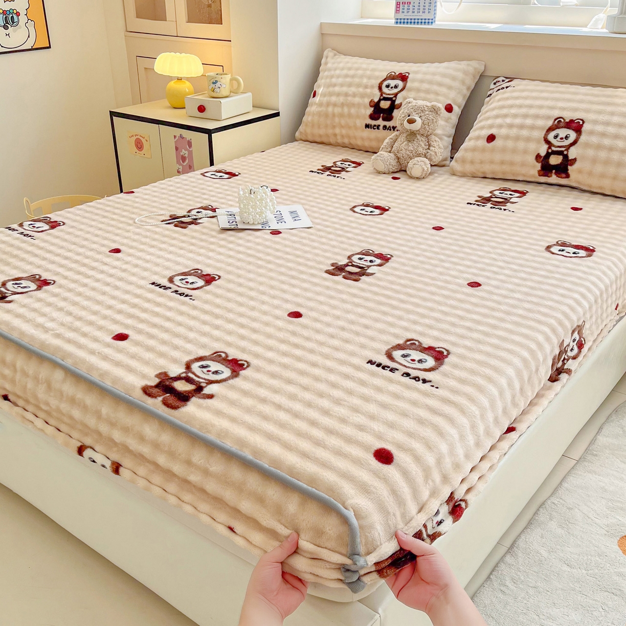 91家纺网 家纺一手货源 找家纺 慕梵家居 2025新款泡泡绒枕套泡泡兔绒床罩枕套外贸可以定做尺寸单品枕套枕套单件 小精灵