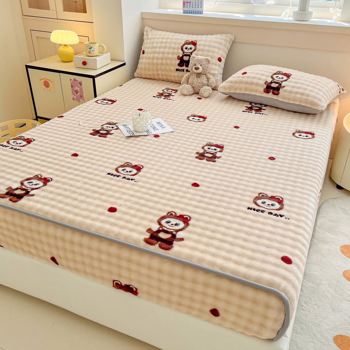 91家纺网 家纺一手货源 找家纺 慕梵家居 2025新款泡泡绒枕套泡泡兔绒床罩枕套外贸可以定做尺寸单品枕套枕套单件 小精灵