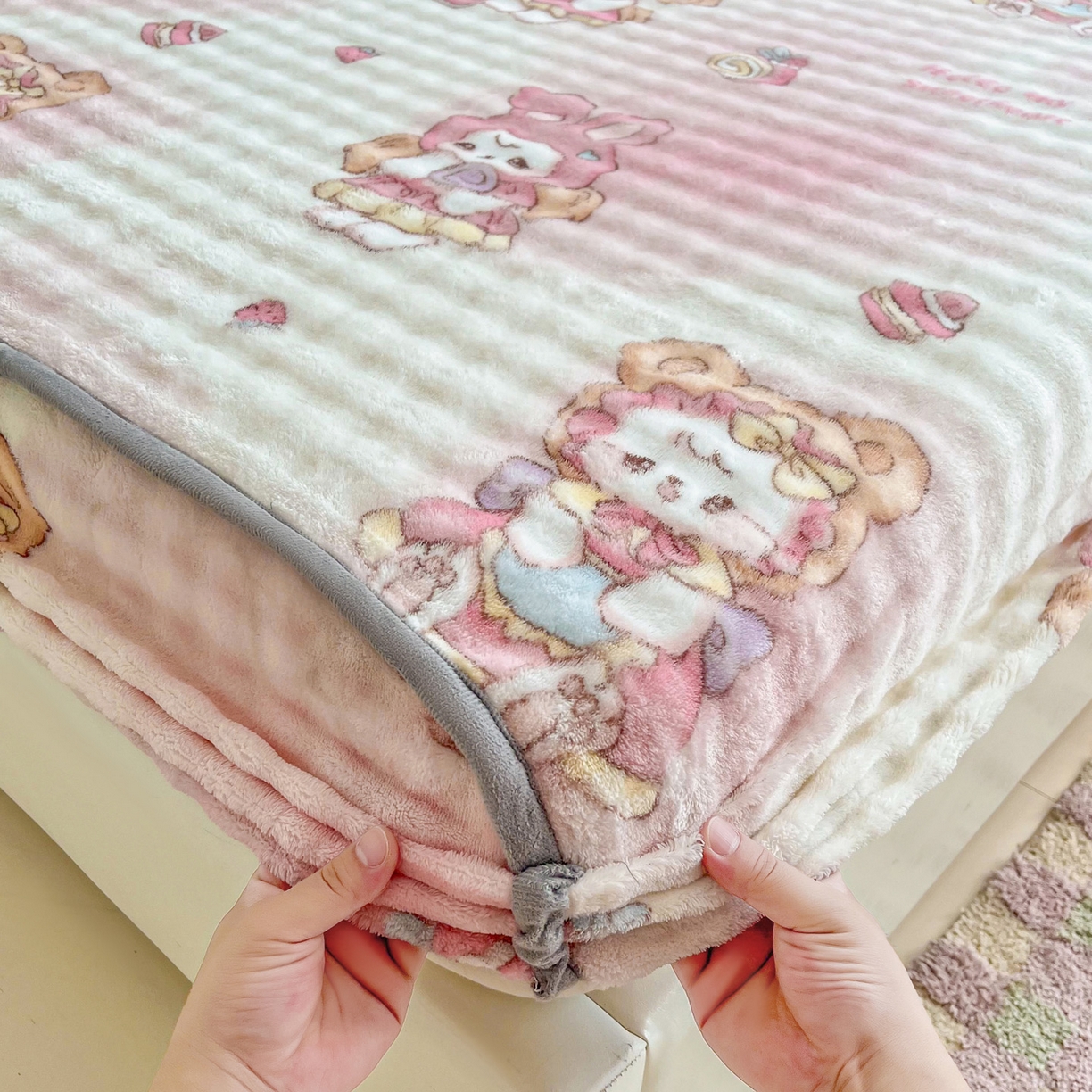 91家纺网 家纺一手货源 找家纺 慕梵家居 2025新款泡泡绒枕套泡泡兔绒床罩枕套外贸可以定做尺寸单品枕套枕套单件 开心喵喵