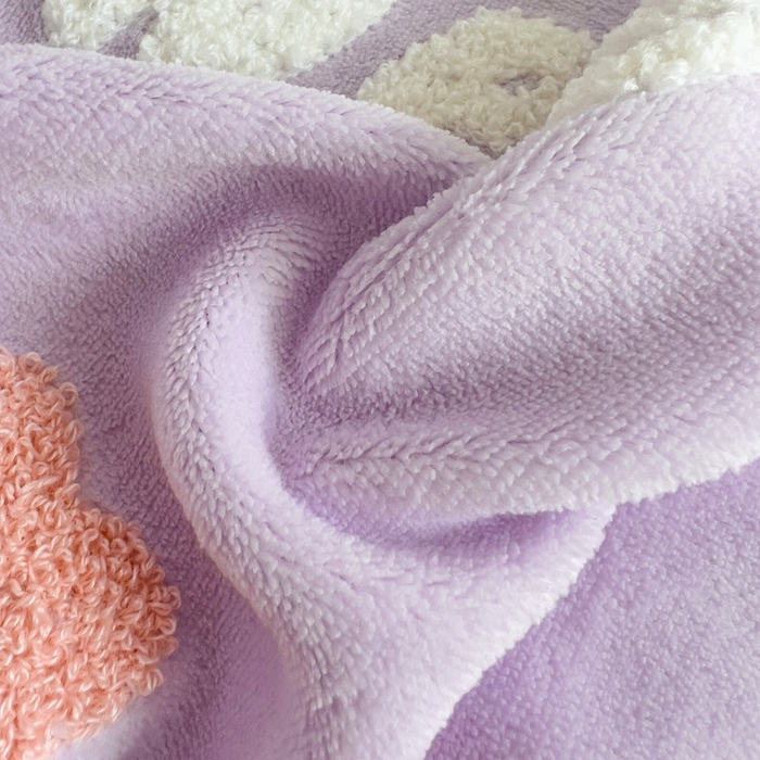 91家纺网 家纺一手货源 找家纺 眷恋家纺 2025新款韩版毛巾绣小蕾丝荷叶边牛奶绒四件套迷你兔+樱桃兔系列 樱桃兔-浅紫