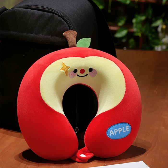 91家纺网 家纺一手货源 找家纺 仟亿莱 2025新款微笑苹果记忆棉U枕头枕芯 记忆红苹果 U枕32X30cm