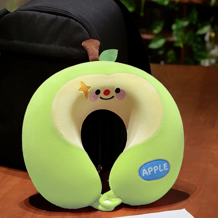 91家纺网 家纺一手货源 找家纺 仟亿莱 2025新款微笑苹果记忆棉U枕头枕芯 记忆绿苹果 U枕32X30cm