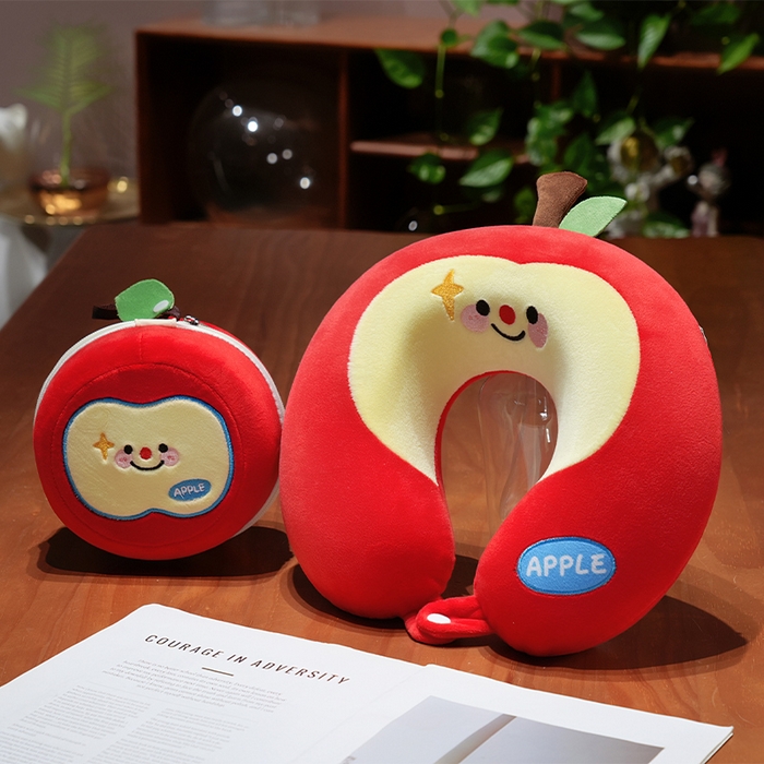 91家纺网 家纺一手货源 找家纺 仟亿莱 2025新款微笑苹果记忆棉U枕头枕芯 记忆红苹果 U枕32X30cm