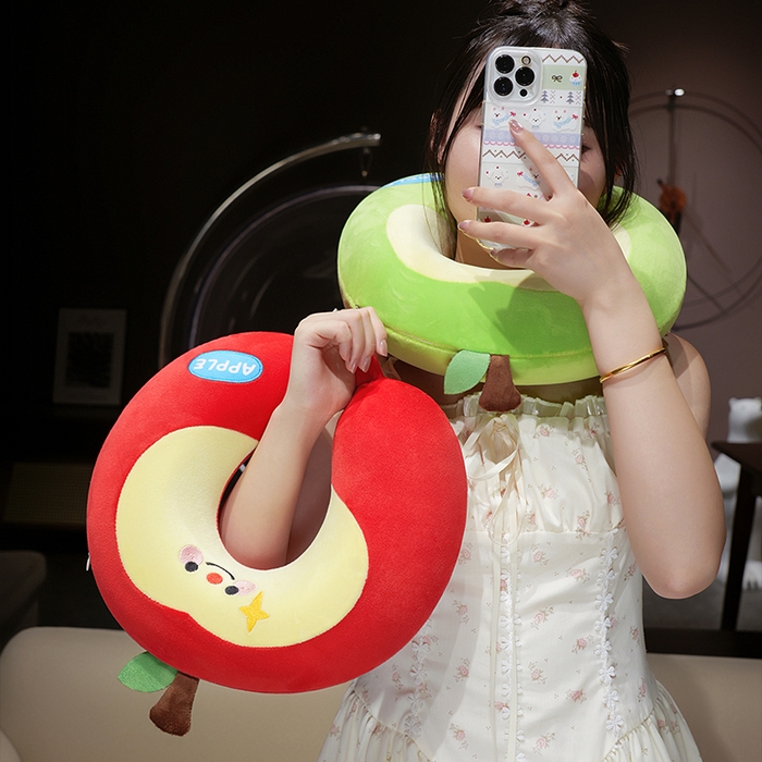 91家纺网 家纺一手货源 找家纺 仟亿莱 2025新款微笑苹果记忆棉U枕头枕芯  收纳盒15X12cm