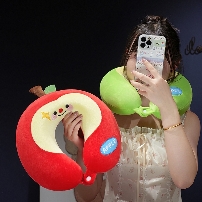 91家纺网 家纺一手货源 找家纺 仟亿莱 2025新款微笑苹果记忆棉U枕头枕芯  收纳盒15X12cm