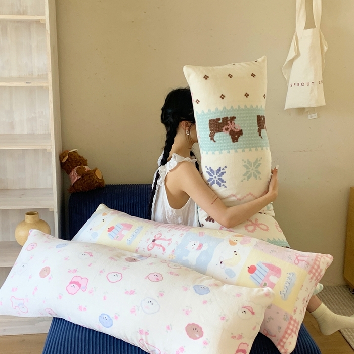 91家纺网 家纺一手货源 找家纺 桃喜 2025新款ins牛奶绒印花长抱枕 组合图仅供展示不可下单