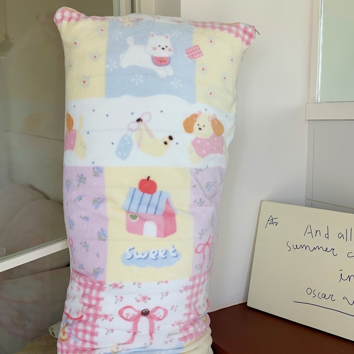 91家纺网 家纺一手货源 找家纺 桃喜 2025新款ins牛奶绒印花长抱枕 房子小狗