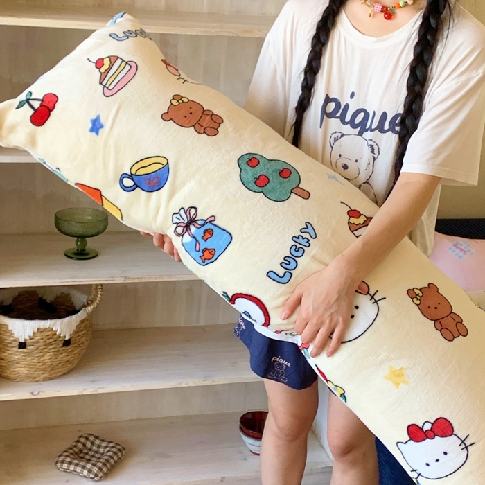 91家纺网 家纺一手货源 找家纺 桃喜 2025新款ins牛奶绒印花长抱枕 涂鸦猫猫