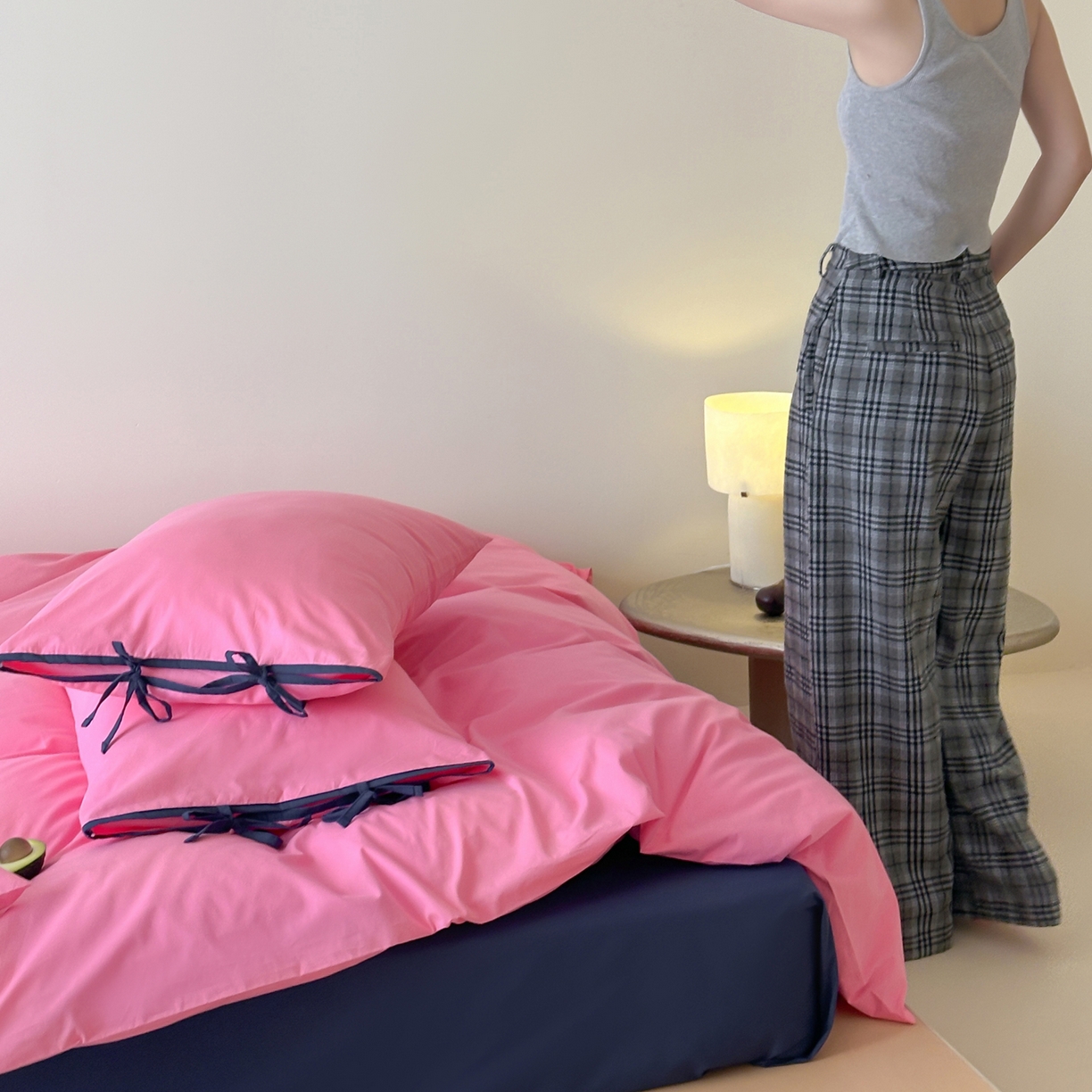 91家纺网 家纺一手货源 找家纺 例外 2025新款40s水洗棉 绑带款系列 枚玫桑葚绑带