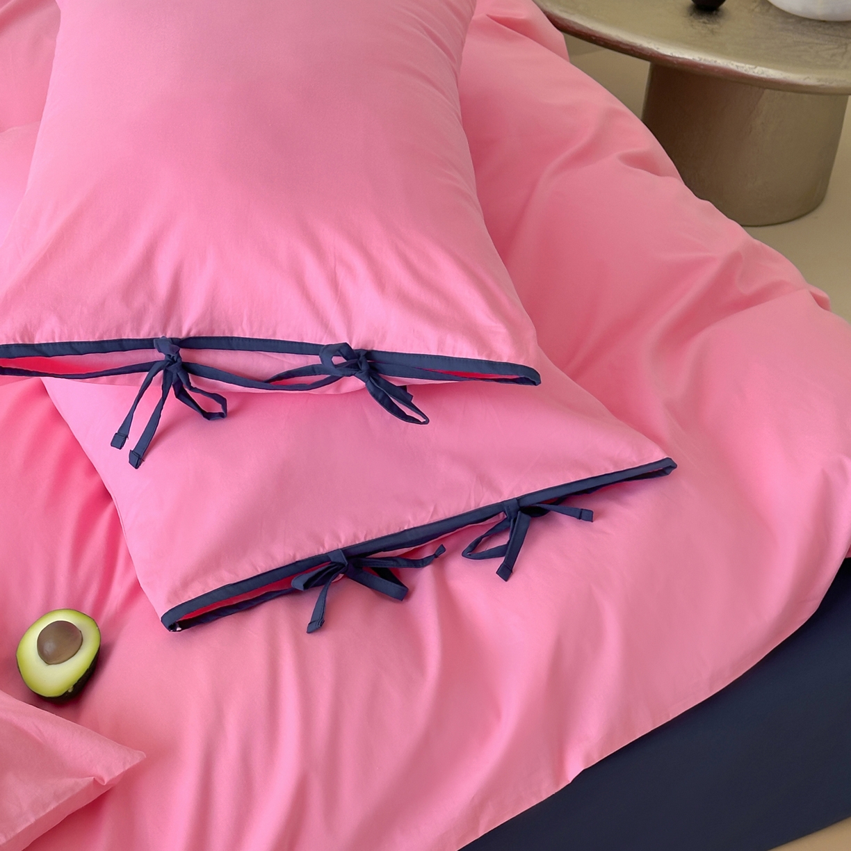 91家纺网 家纺一手货源 找家纺 例外 2025新款40s水洗棉 绑带款系列 枚玫桑葚绑带