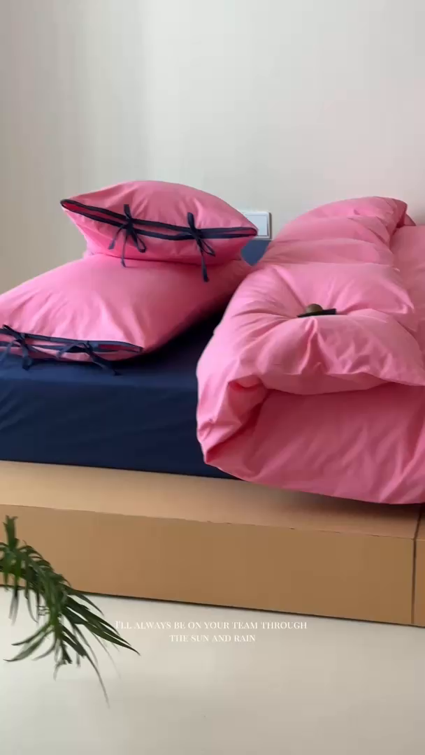 91家纺网 家纺一手货源 找家纺 例外 2025新款40s水洗棉 绑带款系列 枚玫桑葚绑带