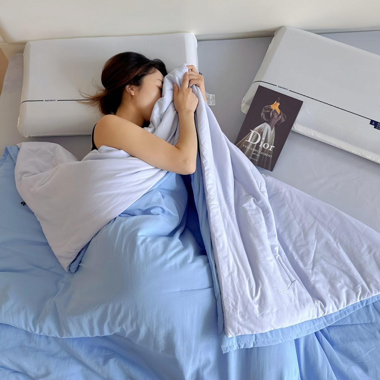 91家纺网 家纺一手货源 找家纺 兜米家居 2025新款深睡星球同款双层控温被被芯pro被春夏子母被芯 清澄蓝