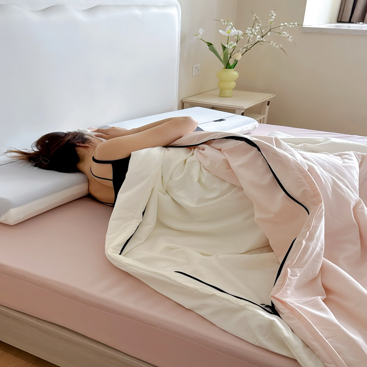 91家纺网 家纺一手货源 找家纺 兜米家居 2025新款深睡星球同款双层控温被被芯pro被春夏子母被芯 柔云粉