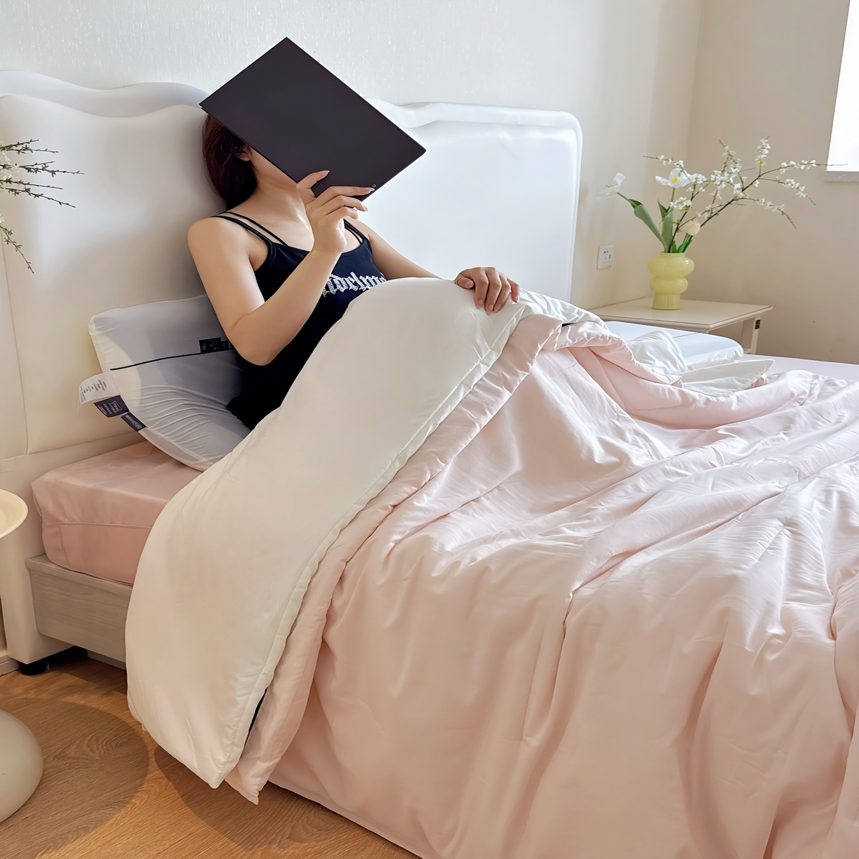 91家纺网 家纺一手货源 找家纺 兜米家居 2025新款深睡星球同款双层控温被被芯pro被春夏子母被芯 柔云粉