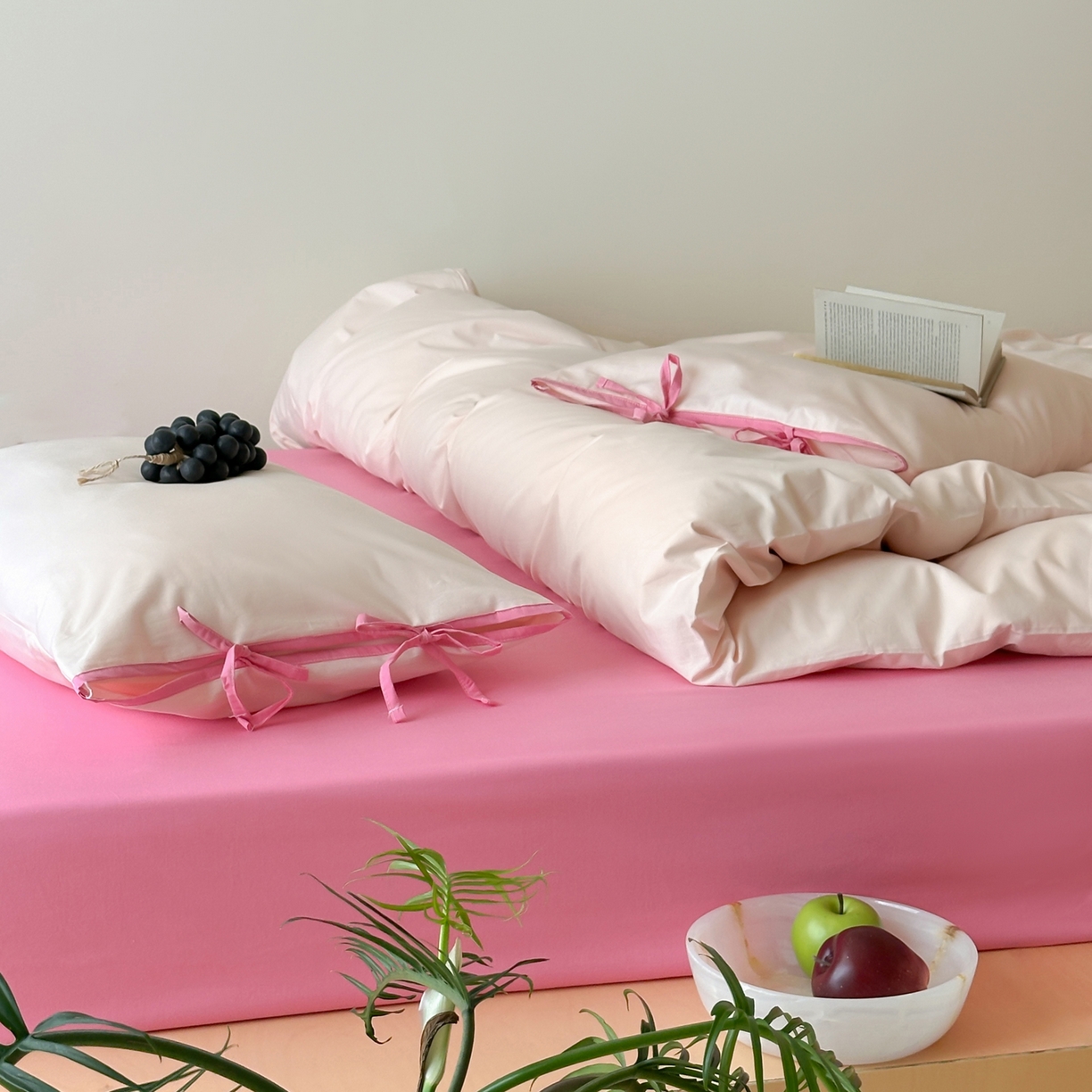 91家纺网 家纺一手货源 找家纺 例外 2025新款40s水洗棉 绑带款系列 芝芝桃桃绑带