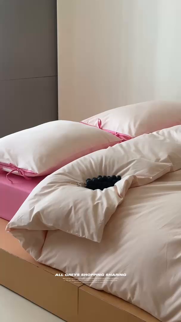 91家纺网 家纺一手货源 找家纺 例外 2025新款40s水洗棉 绑带款系列 芝芝桃桃绑带