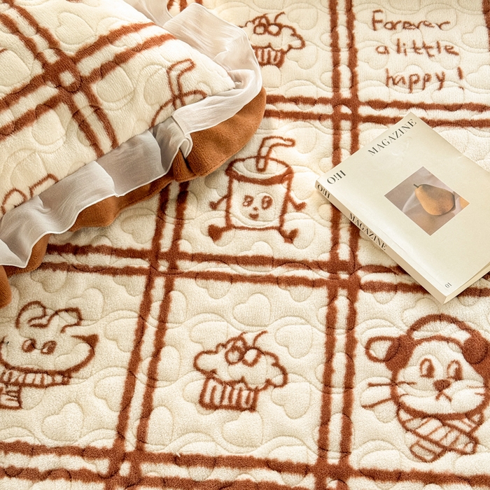 91家纺网 家纺一手货源 找家纺 禧缘家纺（原梦想家） 2025新款夹棉双层花边床笠牛奶绒系列四件套 摩卡小镇