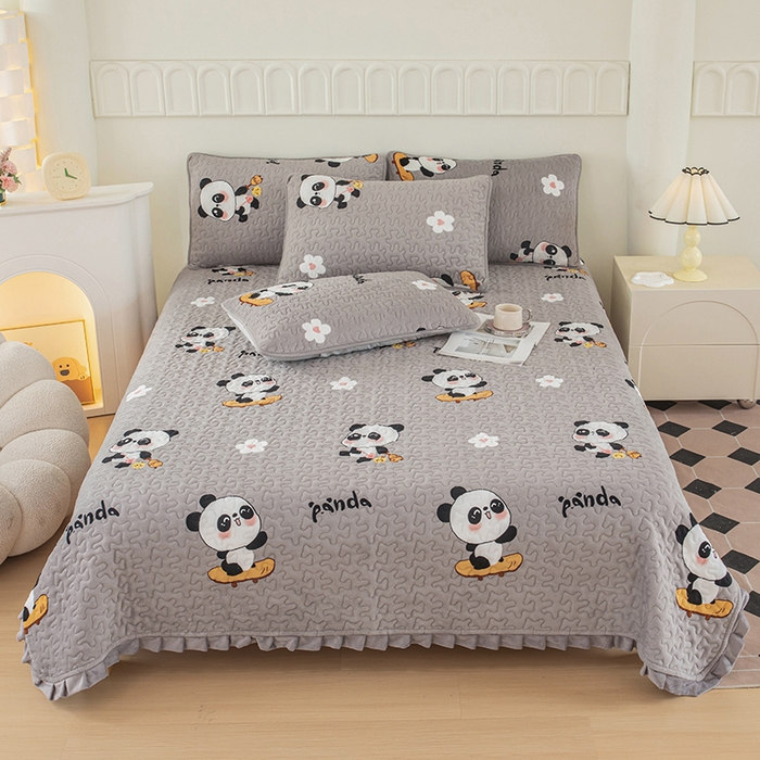 91家纺网 家纺一手货源 找家纺 （总）梦莱家纺 2025新款牛奶绒花边单床盖三件套