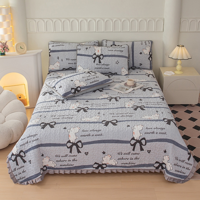 91家纺网 家纺一手货源 找家纺 （总）梦莱家纺 2025新款牛奶绒花边单床盖三件套