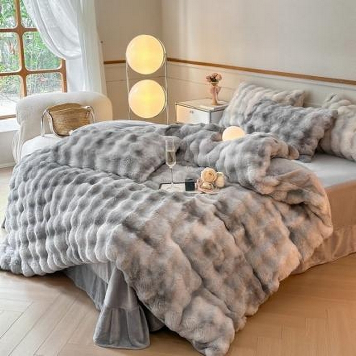 91家纺网 家纺一手货源 找家纺 (汇总) 诺梵 2025新款纯色七彩兔兔绒兔毛绒四件套