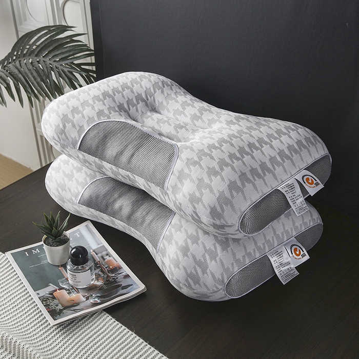 （总）煌朝家纺 2025新款千鸟格大蜂窝spa枕头枕芯