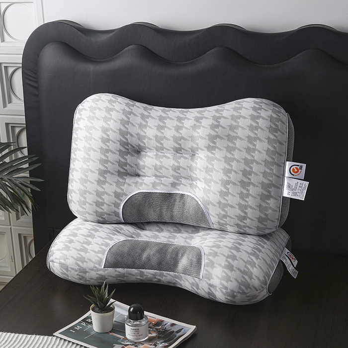 91家纺网 家纺一手货源 找家纺 （总）煌朝家纺 2025新款千鸟格大蜂窝spa枕头枕芯