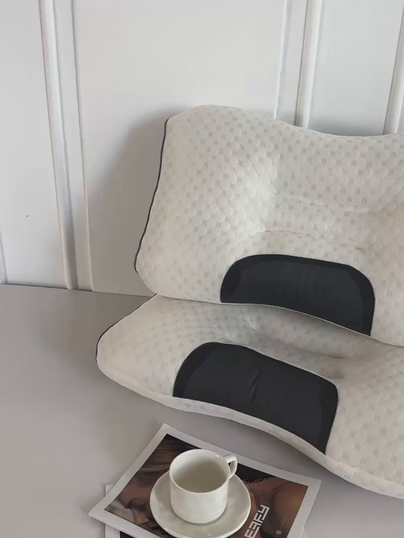 91家纺网 家纺一手货源 找家纺 （总）煌朝家纺 2025新款3D睡感针织棉水立方磁石按摩枕头枕芯