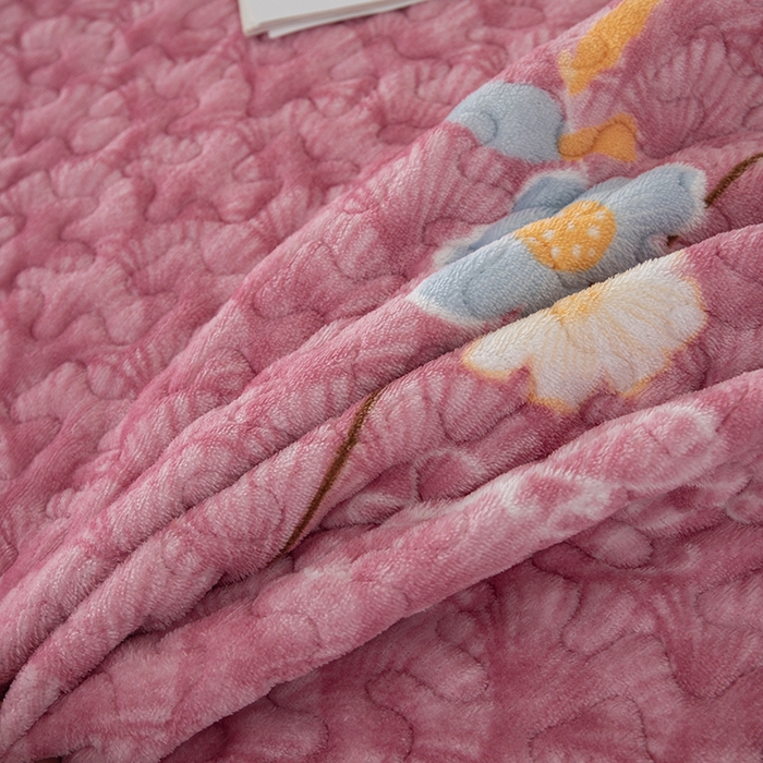 91家纺网 家纺一手货源 找家纺 梦莱家纺 2025新款牛奶绒花边单床盖三件套 浪漫花语-粉