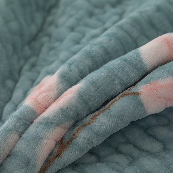 91家纺网 家纺一手货源 找家纺 梦莱家纺 2025新款牛奶绒花边单床盖三件套 摇曳-蓝