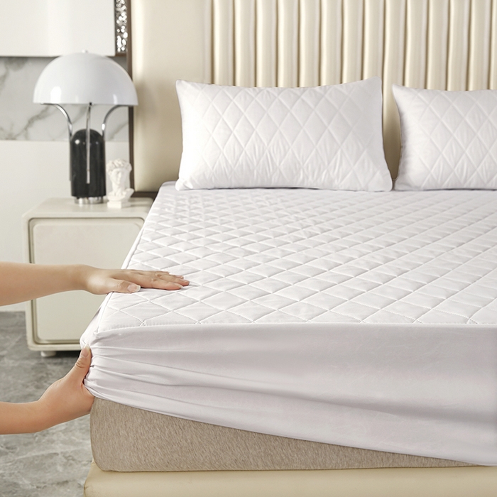 91家纺网 家纺一手货源 找家纺 煌朝家纺 2025新款全棉抗菌夹棉床笠单品床笠床笠单件 白色