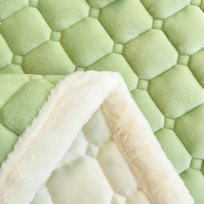 91家纺网 家纺一手货源 找家纺 爱屋及屋 2025新款牛奶绒纯色床护垫-好运熊系列 草绿