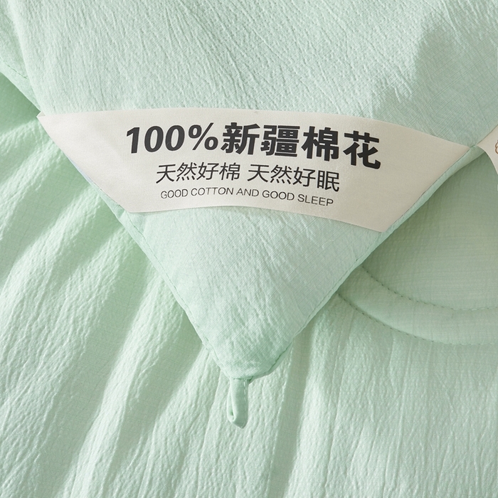 91家纺网 家纺一手货源 找家纺 艾特你 2025新款水洗棉皱皱纱新疆棉花被子被芯 新疆棉-艾绿