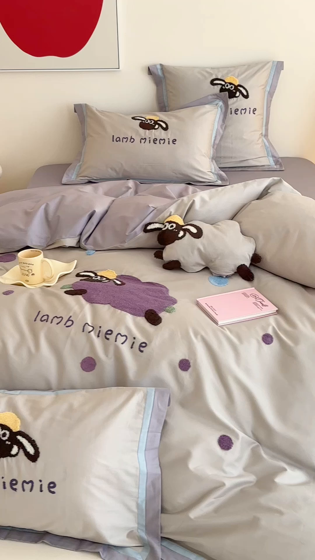 91家纺网 家纺一手货源 找家纺 （总）西西家居 2025新款100s长绒棉纯棉四件套-芋泥咩咩