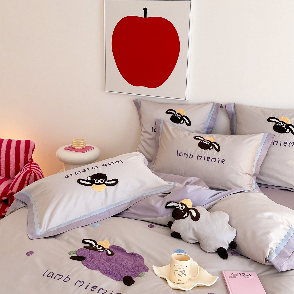 91家纺网 家纺一手货源 找家纺 （总）西西家居 2025新款100s长绒棉纯棉四件套-芋泥咩咩