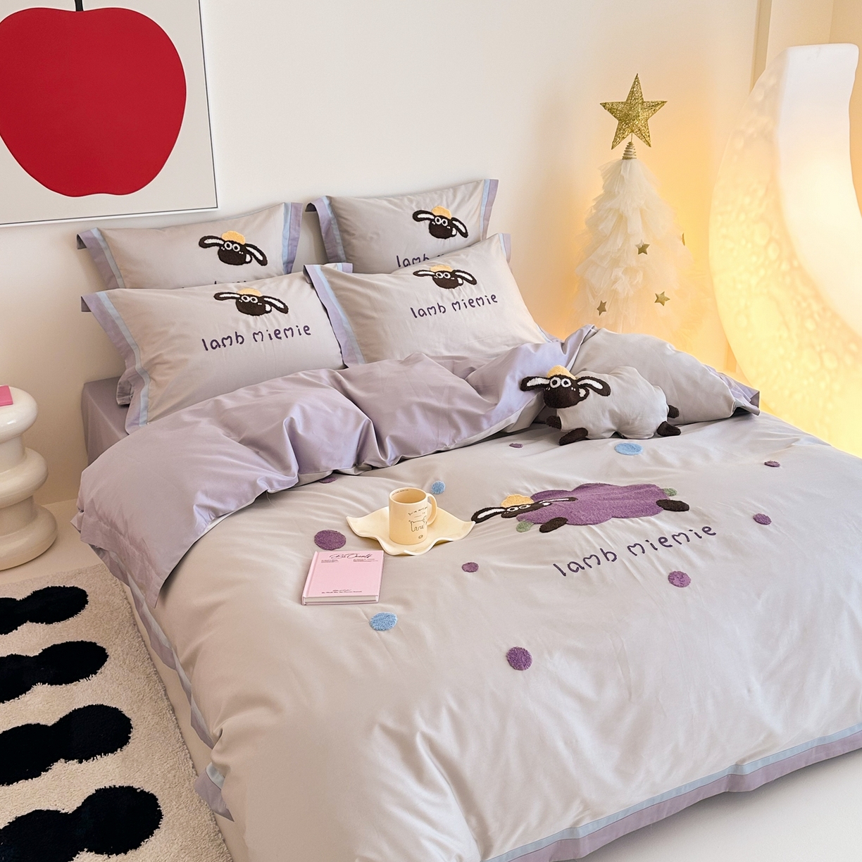 91家纺网 家纺一手货源 找家纺 （总）西西家居 2025新款100s长绒棉纯棉四件套-芋泥咩咩